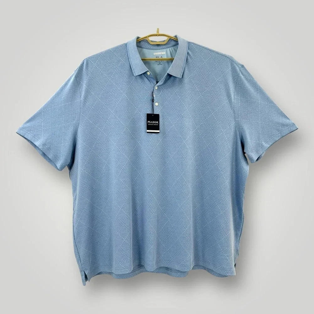 NEW Jos A Bank Polo Shirt Men 3XL Diamond Argyle Comfort Stretch Traditional Fit